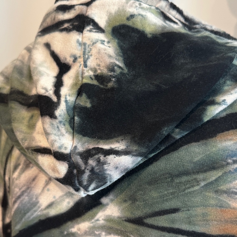 Vintage Havana Tie-Dye Pullover Hoodie in Black,Green,Cream & Rust Brown Size -M - Picture 12 of 16